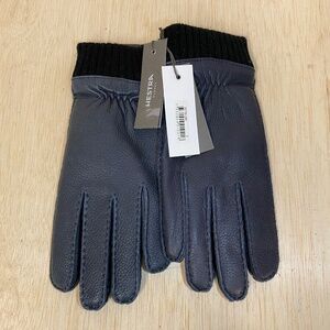NEW Hestra Men's Size 9 Navy Blue Elk Leather Gloves • Acrylic Lined • Rare